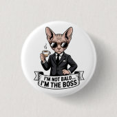 Cool Boss Sphynx Cat Coffee Art 缶バッジ (正面)