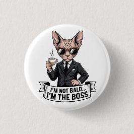 Cool Boss Sphynx Cat Coffee Art 缶バッジ