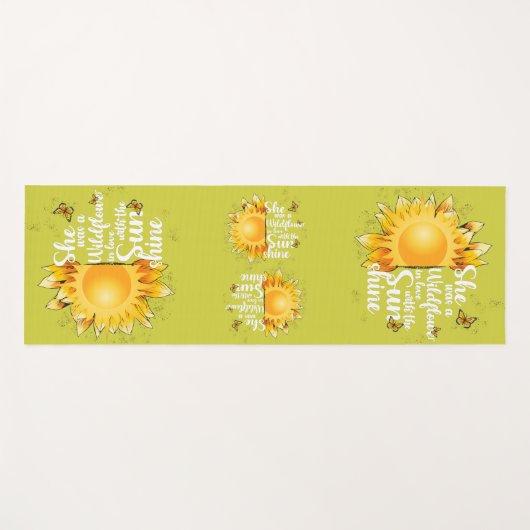 Cool Botanical Sunshine Sunflower ヨガマット (正面(横))