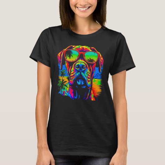 Cool Boxer Dog Pop Art Tシャツ (正面)