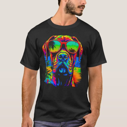 Cool Boxer Dog Pop Art Tシャツ (正面)