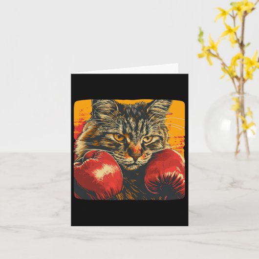 Cool Boxing Cat For Boxing Gloves And Cats Lovers  カード (黄色い花)