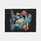 Cool Boxing Gloves With Dinosaur  フリースブランケット (正面(横))