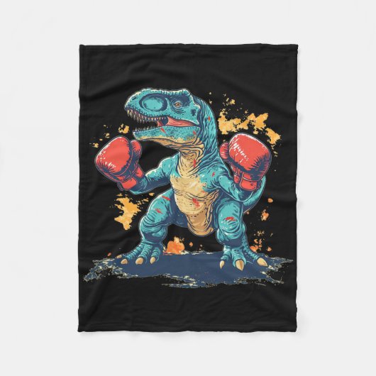 Cool Boxing Gloves With Dinosaur  フリースブランケット (正面)