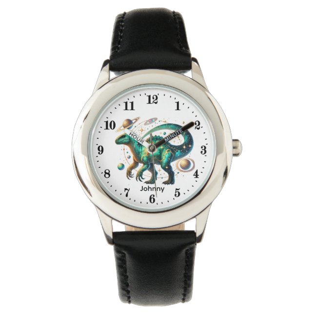 Cool Boys Cosmic Dinosaur add name Watch  腕時計 (正面)