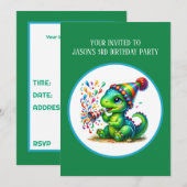 Cool boys dinosaur party add text  招待状 (正面/裏面)