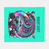 Cool boys monster truck add name フリースブランケット (正面(横))