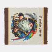 Cool boys pirate lovers add name  フリースブランケット (正面(横))
