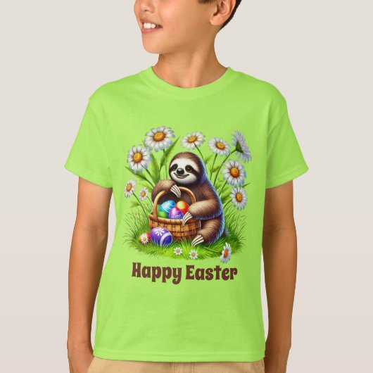 Cool boys sloth Easter customizable Tシャツ (正面)