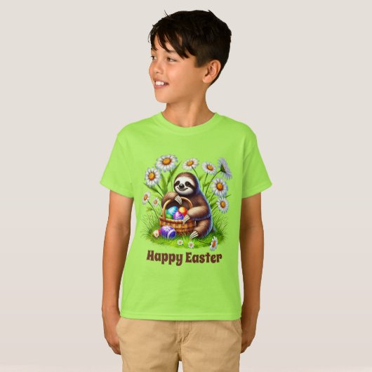 Cool boys sloth Easter customizable Tシャツ (正面フル)