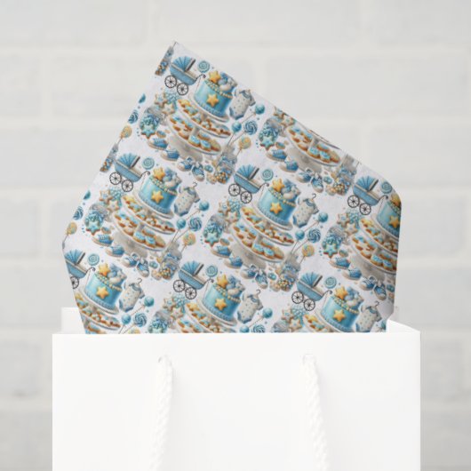 Cool boys tiled baby shower pattern 薄葉紙 (ギフトバッグ)