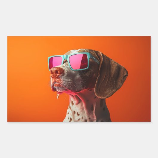 Cool Bracco italiano dog with sunglasses 長方形シール (正面)