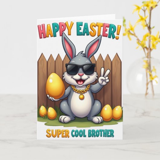 Cool Brother Easter Bunny Card カード (黄色い花)
