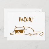 Cool brown meow cat with sunglasses ポストカード (正面/裏面)