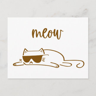 Cool brown meow cat with sunglasses ポストカード