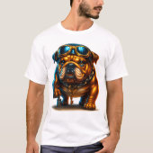 Cool Bulldog Bling – Hip Hop Dog Graphic T-Shirt Tシャツ (正面)