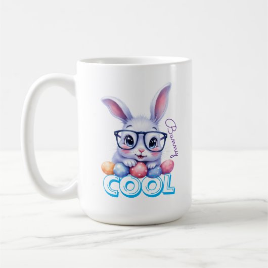 Cool Bunny Easter Personalized コーヒーマグカップ (左)
