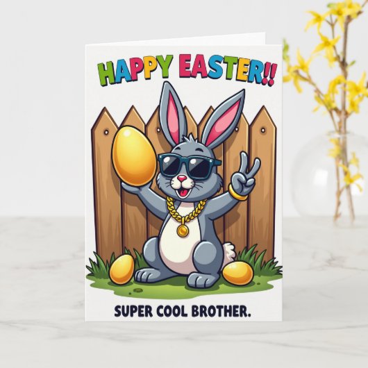 Cool Bunny Holiday Card カード (黄色い花)