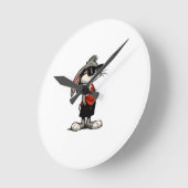 Cool Bunny in Shades Cartoon Illustration ラウンド壁時計 (傾斜)