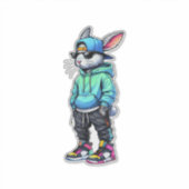 Cool Bunny Rabbit Sunglasses Easter Day For Boys M シール (正面)