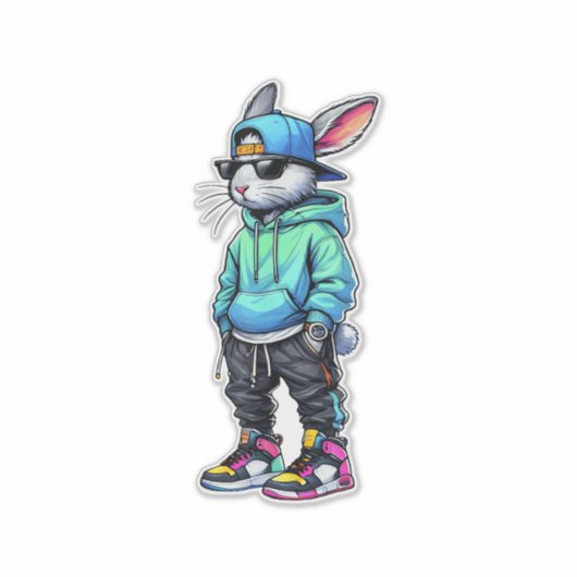 Cool Bunny Rabbit Sunglasses Easter Day For Boys M シール (正面)