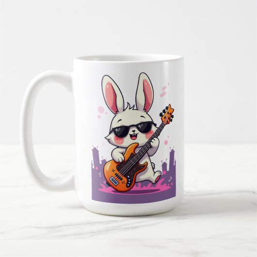 Cool Bunny Rockstar コーヒーマグカップ (左)