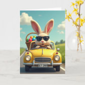 Cool Bunny Spring Ride Card カード (黄色い花)