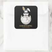Cool Bunny Sunglasses Golden King Funny Rabbit スクエアシール (バッグ)