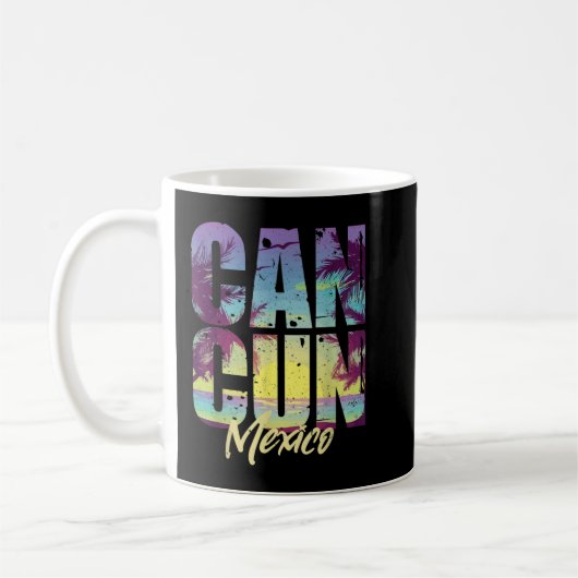 Cool Cancun Art Men Women Mexico Vacation Souvenir コーヒーマグカップ (左)