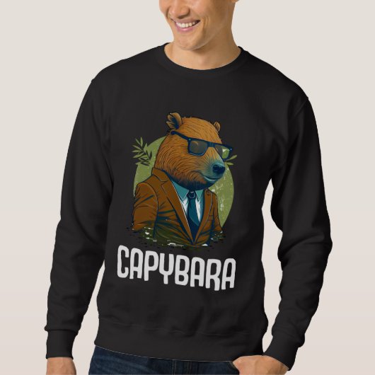 Cool Capybara Sunglasses Water Pig South America C スウェットシャツ (正面)