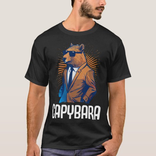 Cool Capybara Sunglasses Water Pig South America C Tシャツ (正面)