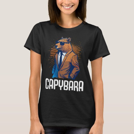 Cool Capybara Sunglasses Water Pig South America C Tシャツ (正面)
