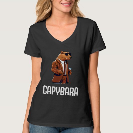 Cool Capybara Sunglasses Water Pig South America C Tシャツ (正面)