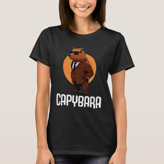 Cool Capybara Sunglasses Water Pig South America C Tシャツ (正面)