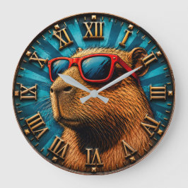 Cool Capybara with Sunglasses ラージ壁時計