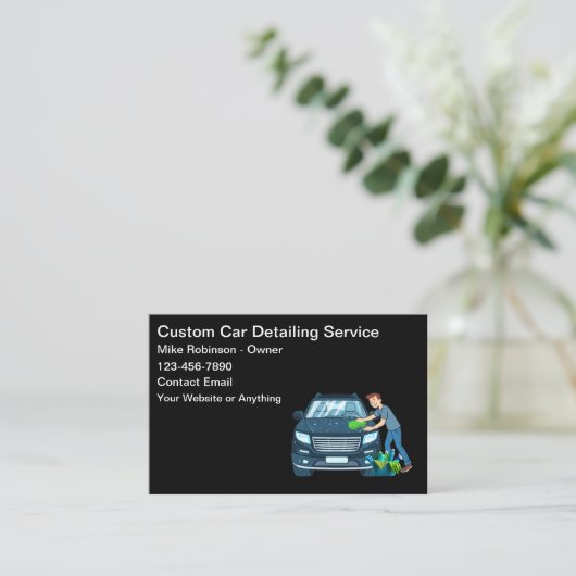 Cool Car Wash Theme Business Cards 名刺 (スタンド正面)