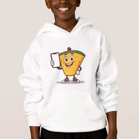 Cool Cartoon Character Holding Phone | Fun Hoodie  (正面)