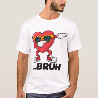 Cool Cartoon Heart Dab T-Shirt – Funny “BRUH” Tシャツ