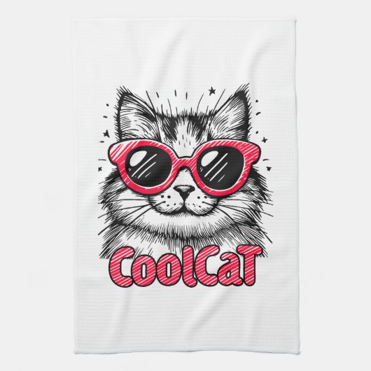 Cool Cat 1 キッチンタオル (縦)