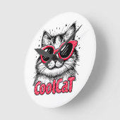 Cool Cat 1 ラウンド壁時計 (傾斜)