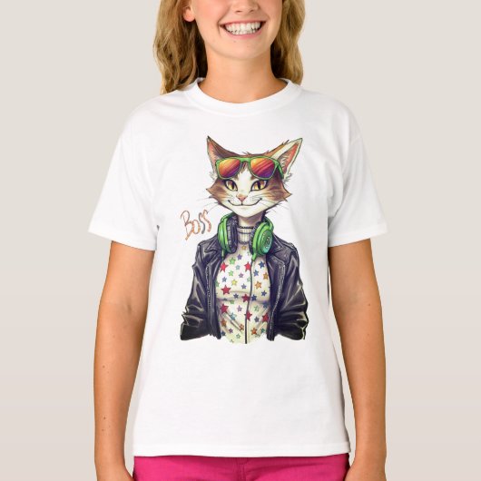 Cool Cat Boss – 楽しい猫好きへのギフトアイデア Tシャツ (正面)