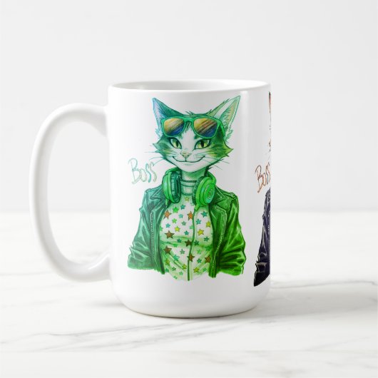 Cool Cat Boss – 面白い猫好きへのギフト コーヒーマグカップ (左)