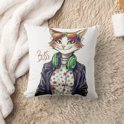 Cool Cat Boss – Funny Cat Lover Gift Idea クッション (ブランケット)