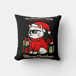 Cool Cat Christmas Throw Pillow Festive home decor クッション