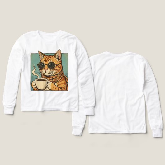 Cool Cat Coffee Retro Style Design for Cat Lovers (デザイン 正面＆背面)