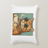 Cool Cat Coffee Retro Style Design for Cat Lovers アクセントクッション (裏面(縦))