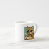Cool Cat Coffee Retro Style Design for Cat Lovers エスプレッソカップ (正面右)