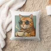 Cool Cat Coffee Retro Style Design for Cat Lovers クッション (ブランケット)