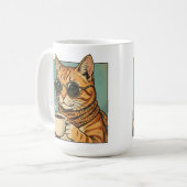 Cool Cat Coffee Retro Style Design for Cat Lovers コーヒーマグカップ (正面左)