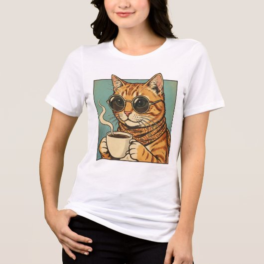 Cool Cat Coffee Retro Style Design for Cat Lovers トライブレンドＴシャツ (正面)